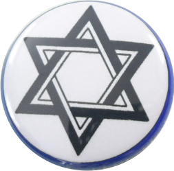 Jewish Star button blue-black-white